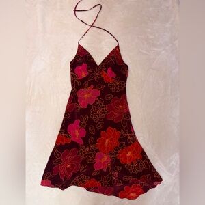 Vintage Express Floral Halter Neck Dress